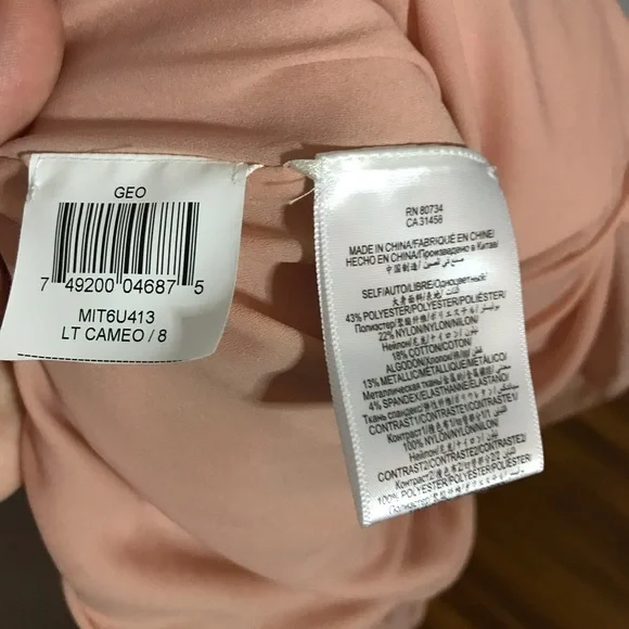 NWT Bcbgmaxazria geo formal gown blush pink color sz 8 lace taffeta fit + flare - Picture 11 of 15